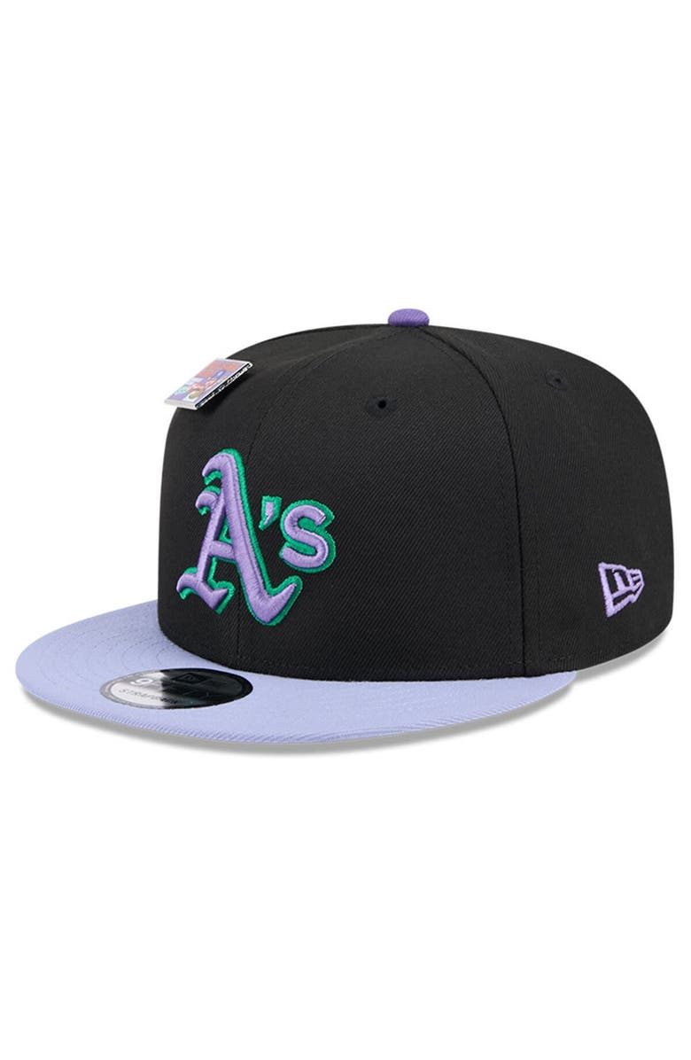 New Era Men's New Era Black/Purple Oakland Athletics Grape Big League Chew Flavor Pack 9FIFTY Snapback Hat, Alternate, color, Black