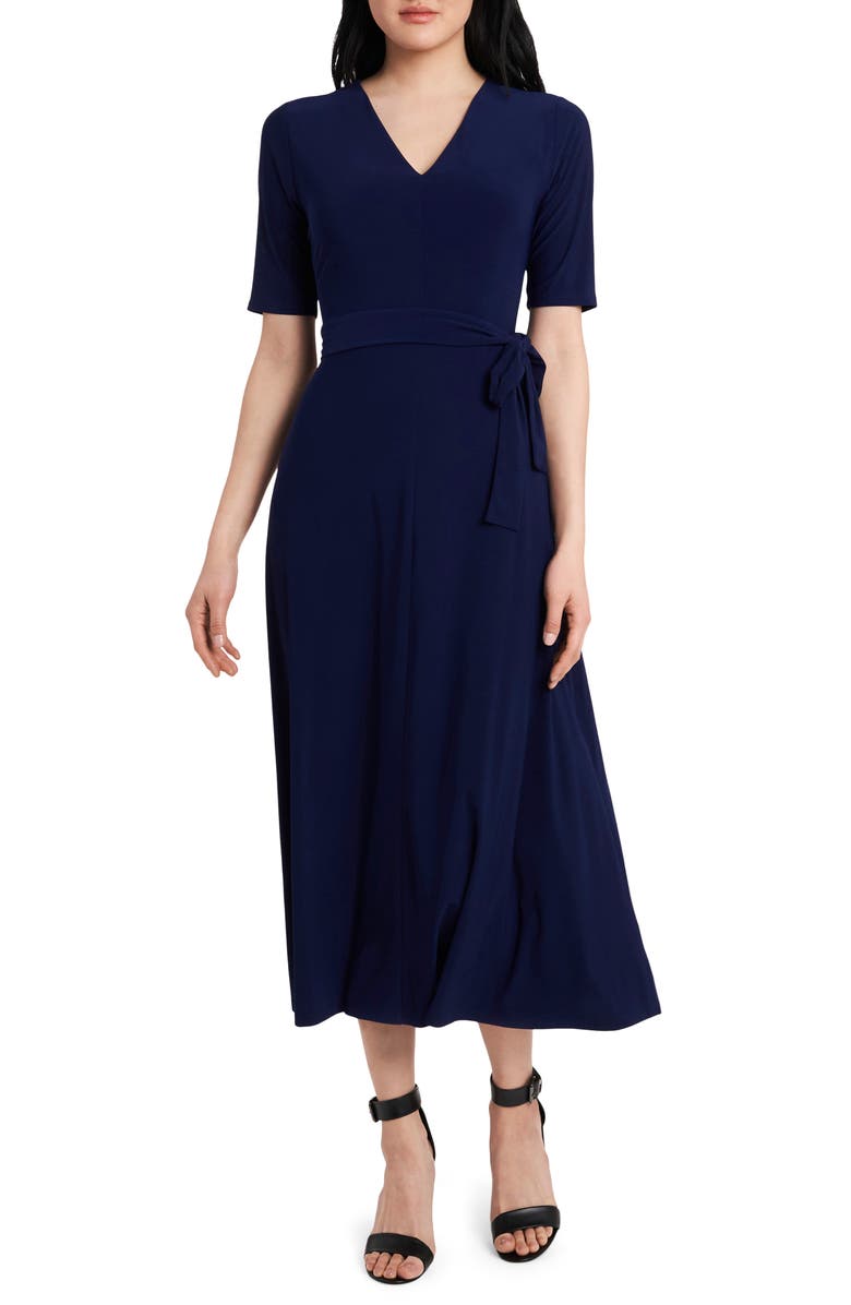 Chaus Lisa Tie Waist Dress, Main, color, Midnight