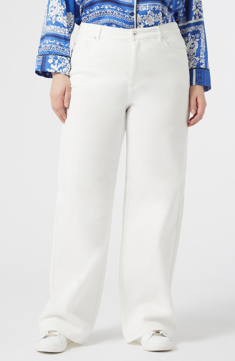 Marina Rinaldi Cesena Wide Leg Jeans, Main, color, Ivory