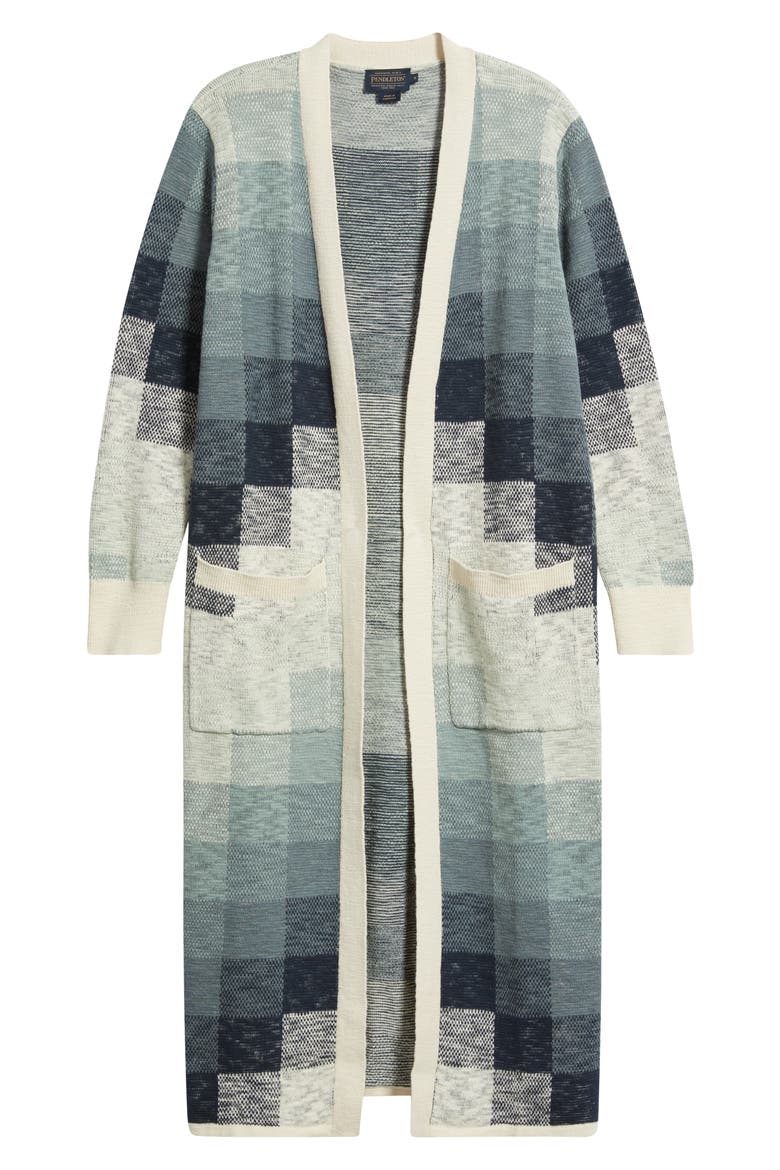 Cotton Duster Cardigan, Alternate, color, NAVY/ IVORY MULTI