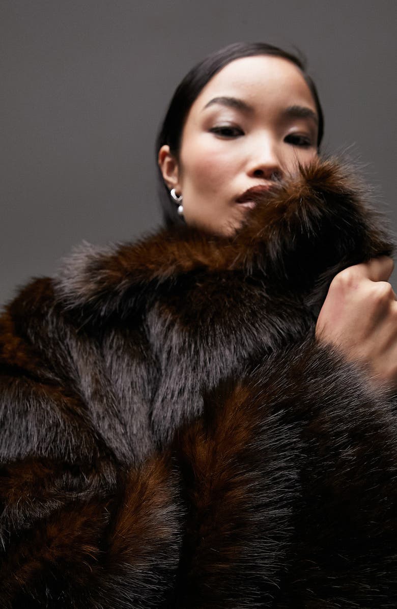 Topshop Faux Fur Longline Coat, Alternate, color, 