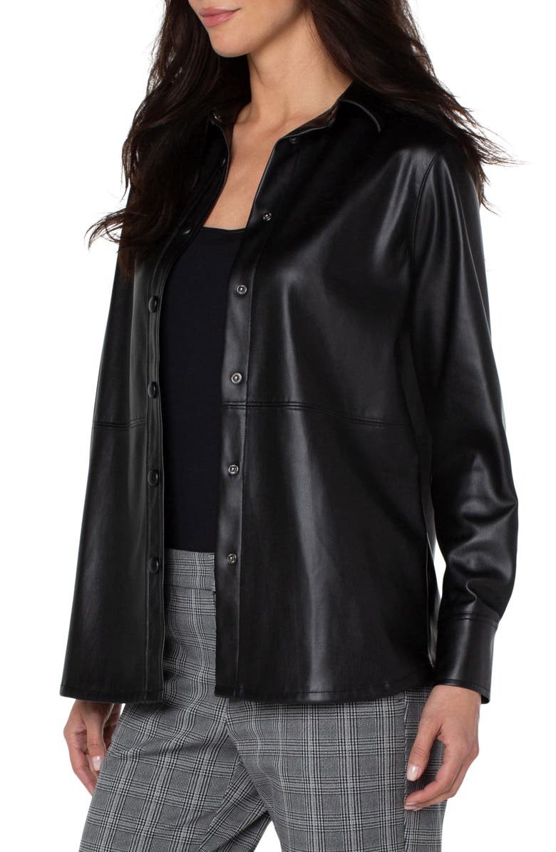 Liverpool Los Angeles Seamed Faux Leather Shacket, Alternate, color,