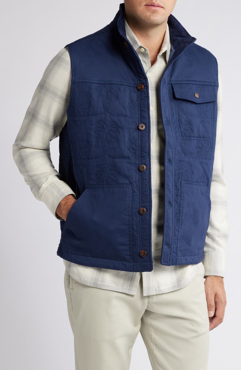 Tommy Bahama Palisades Palm Quilted Vest, Main, color, Maritime