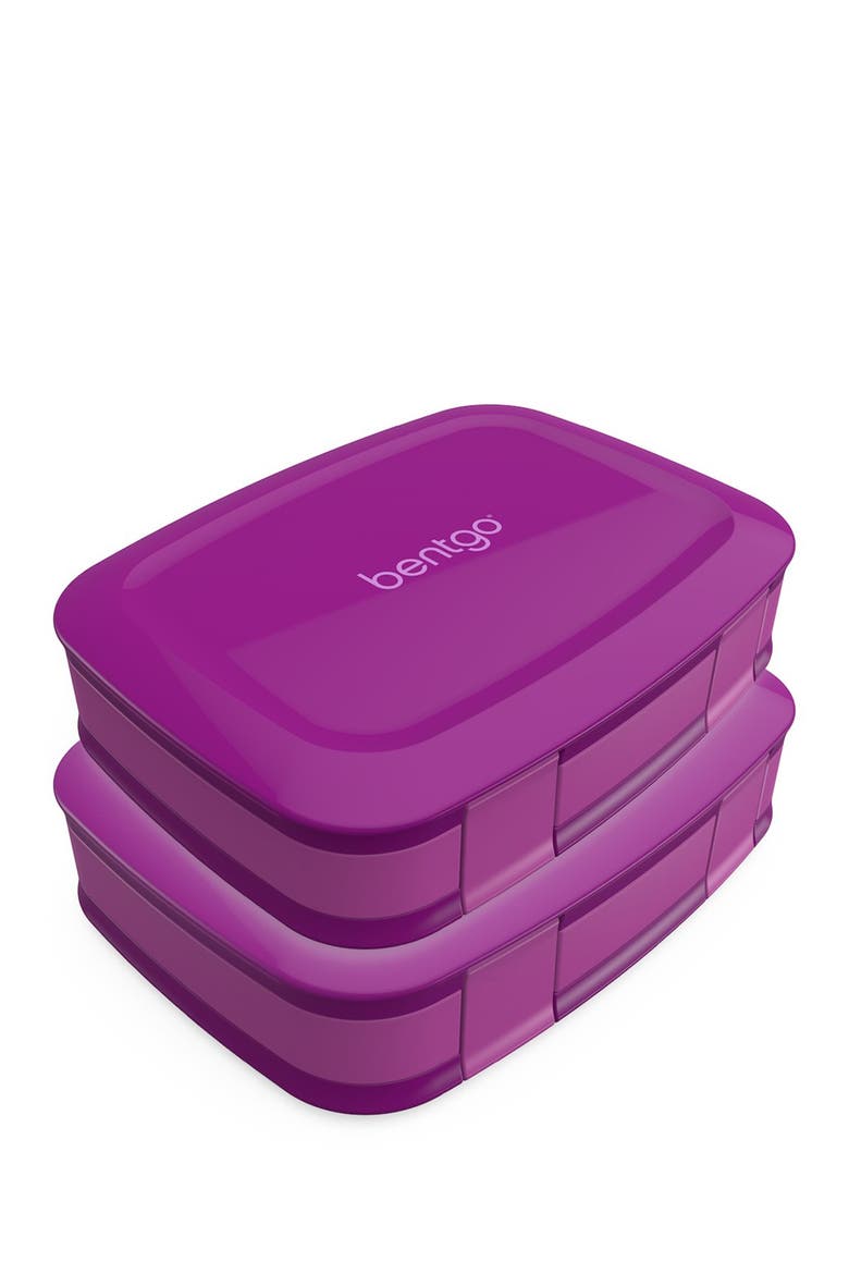 2-Pack of Fresh Leak-Proof Versatile 4-Compartment Bento-Style Lunch Box - Aqua, Main, color, PURPLE