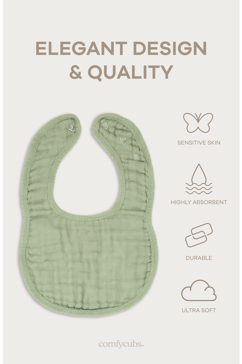 Muslin Bibs - Pack of 4, Alternate, color, Sage