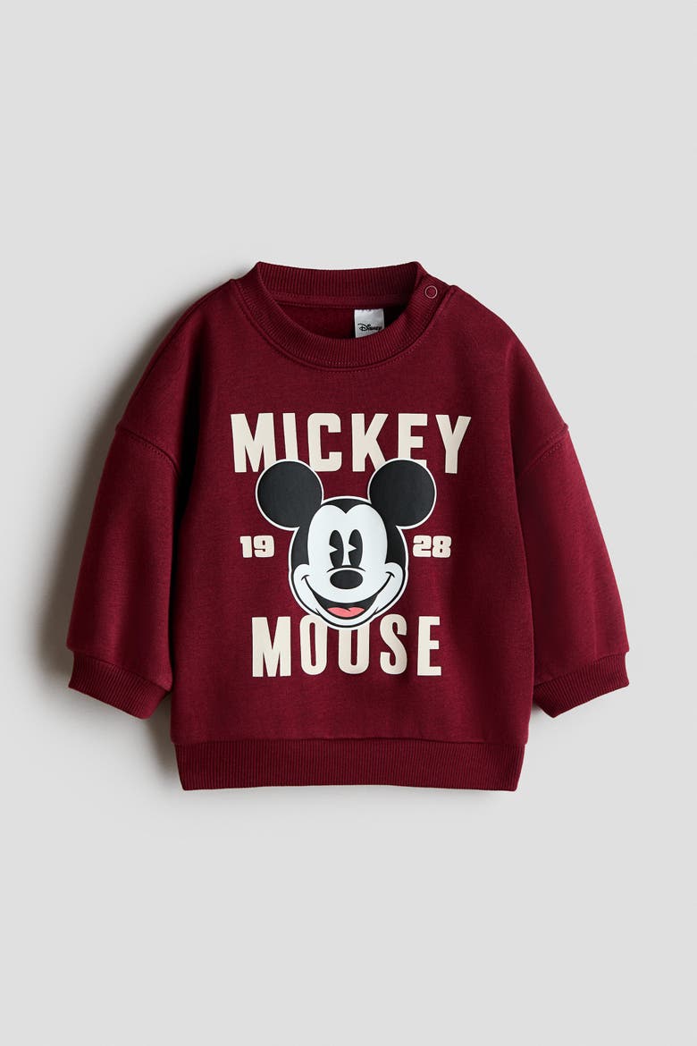 Printed Sweatshirt, Main, color, Dark red/Mickey Mouse