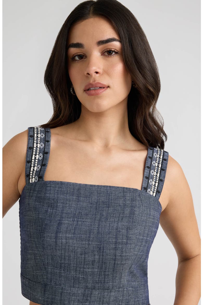 Embroidered Crop Top, Alternate, color, DENIM BLUE