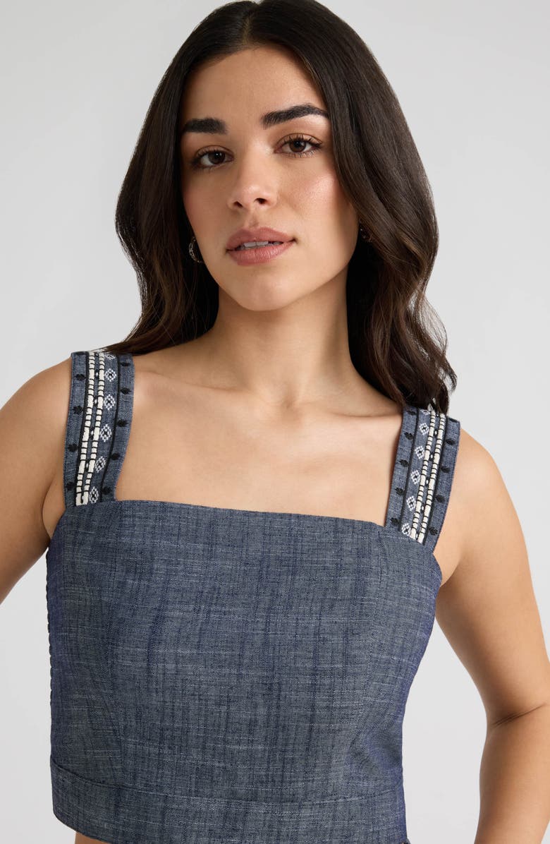 NVLT Embroidered Crop Top, Alternate, color, Denim Blue
