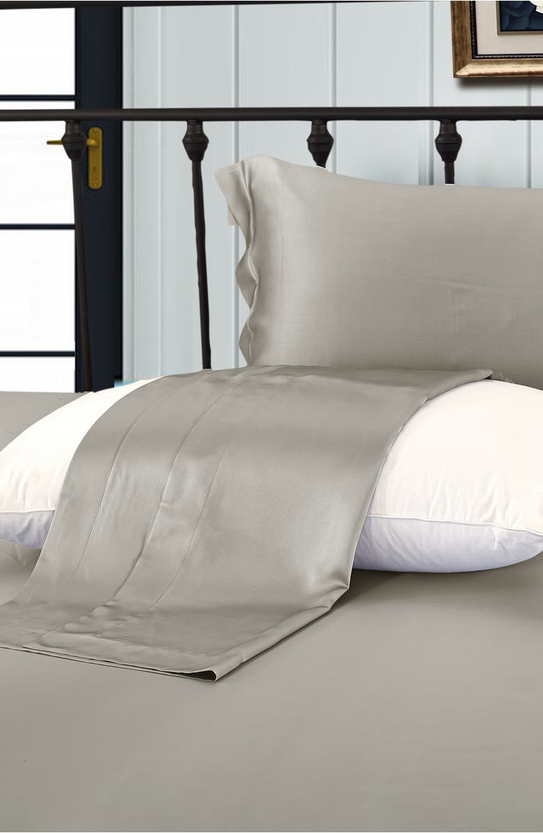 Lilysilk Pure Mulberry Silk Oxford Envelope Luxury Pillowcase, Alternate, color, Grey