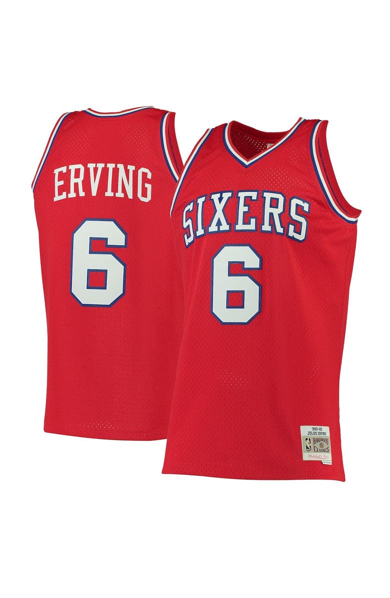 Mitchell & Ness Men's Mitchell & Ness Julius Erving Red Philadelphia 76ers Hardwood Classics Swingman Jersey, Main, color, Red