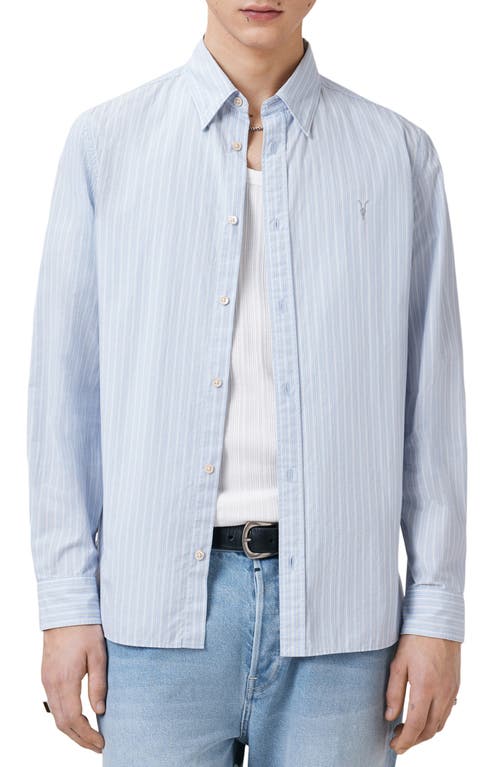 Allsaints Relaxed Fit Button Front Shirt In Willow Blue