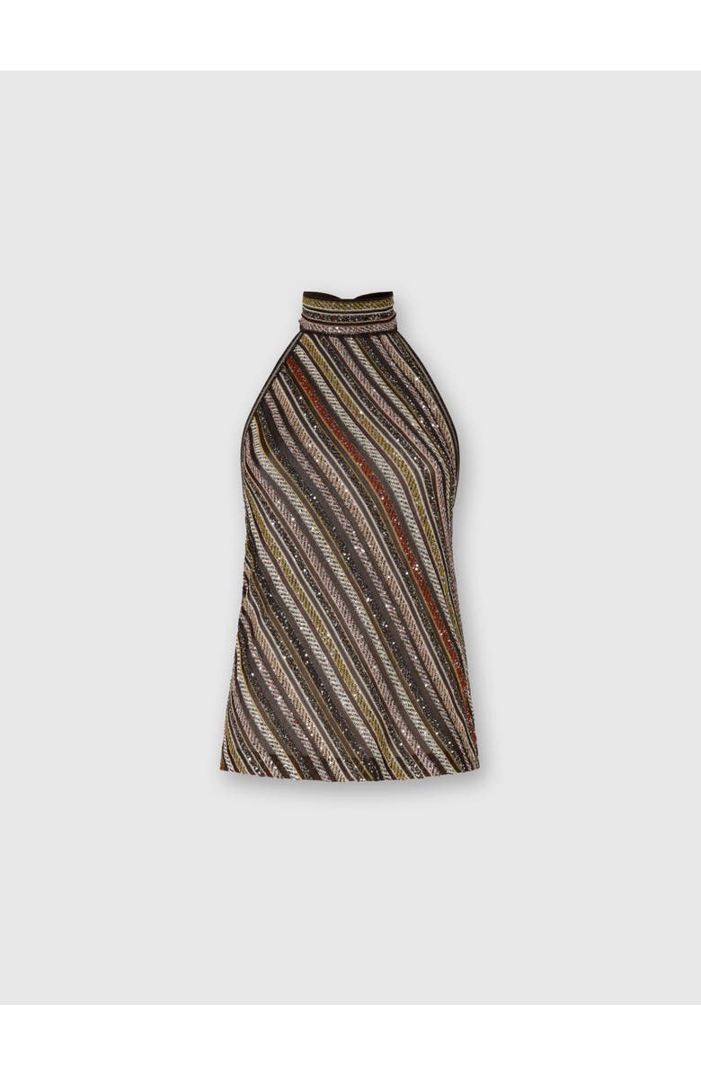 Missoni Halter Top In Herringbone Stripe Knit, Main, color, Multicoloured