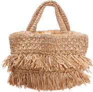 Nina Siggy Fringe Faux Raffia Tote
