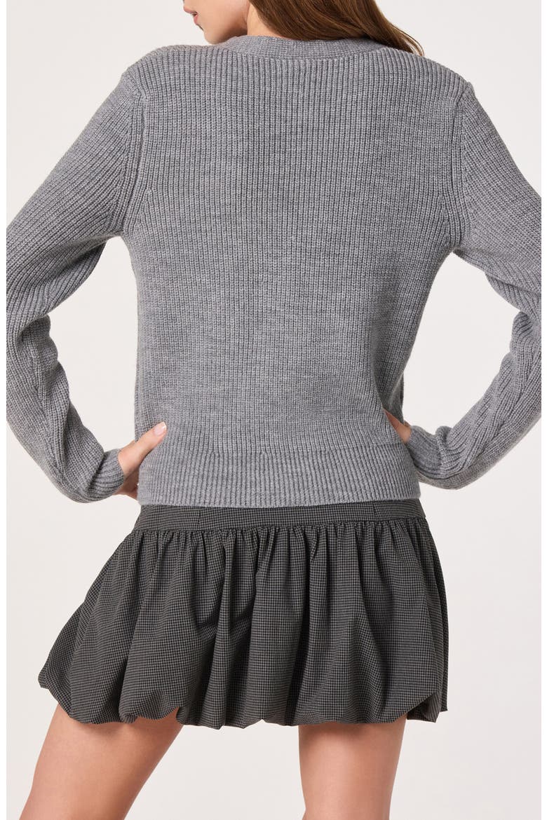 Crystal Embellished Bow Detail Cardigan, Alternate, color, GREY