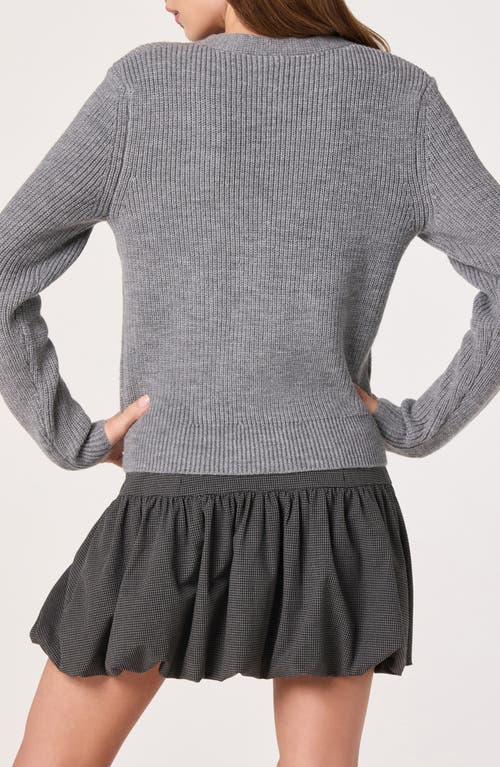 Astr The Label Crystal Embellished Bow Detail Cardigan In Gray