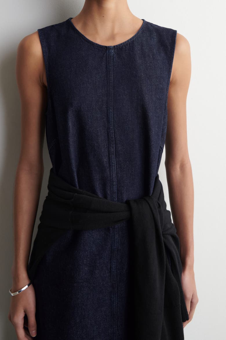 A-Line Denim Midi Dress, Alternate, color, INDIGO