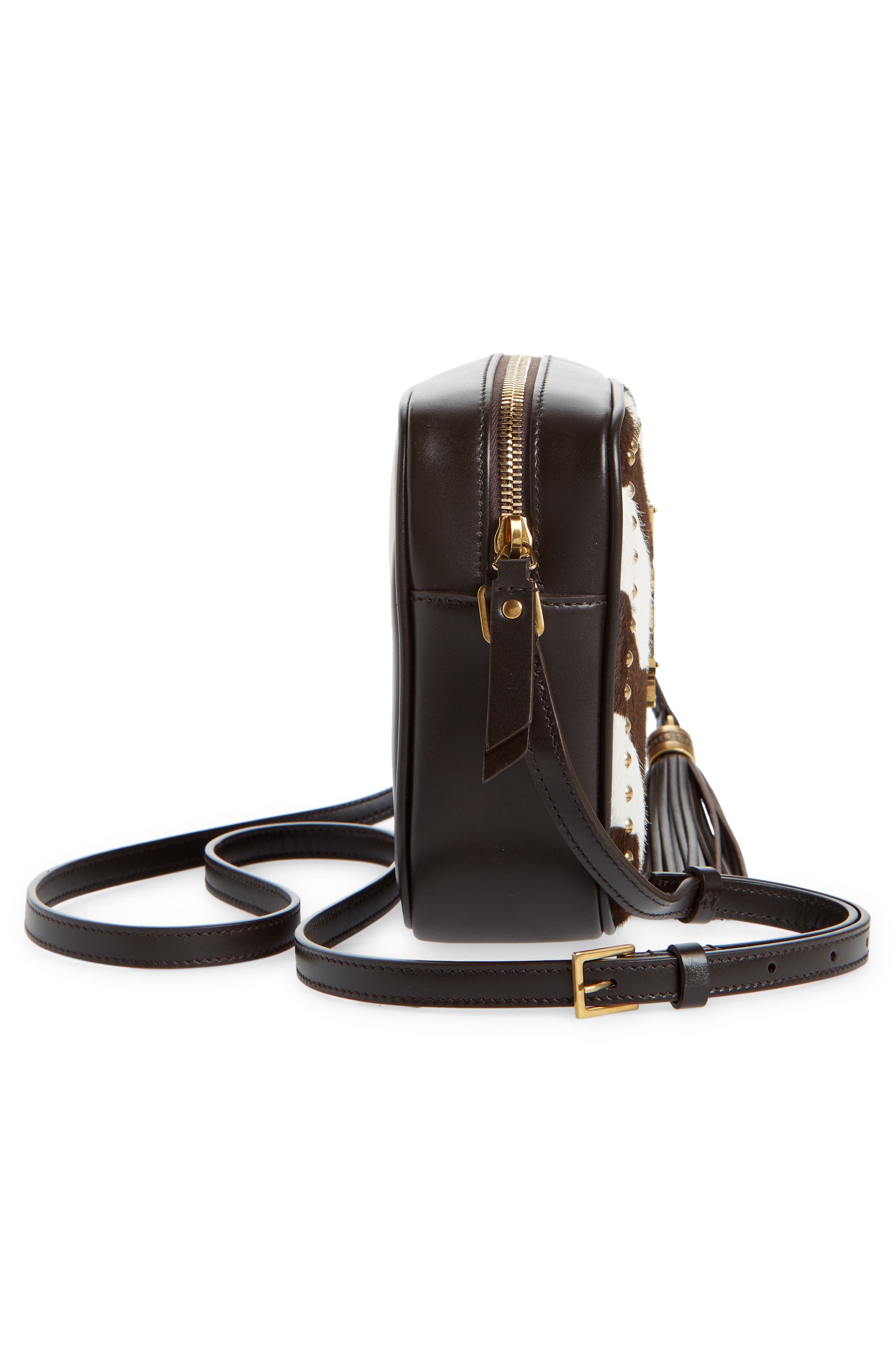 Saint Laurent Lou Zebra Print Genuine Calf Hair & Leather Camera Bag, Alternate, color, 