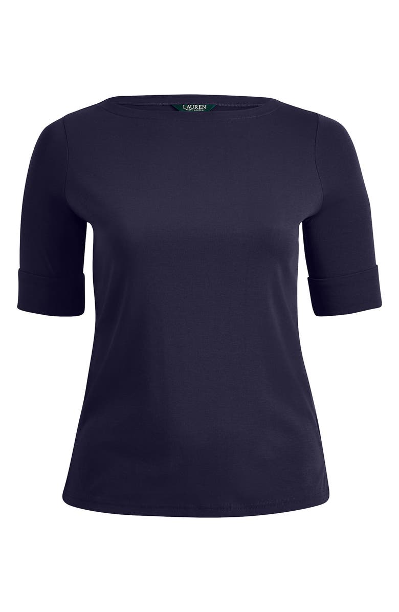 Lauren Ralph Lauren Boat Neck Top, Alternate, color, Lauren Navy