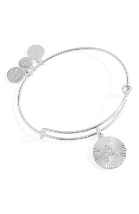 Pave Starburst Texture Initial Bangle Bracelet
