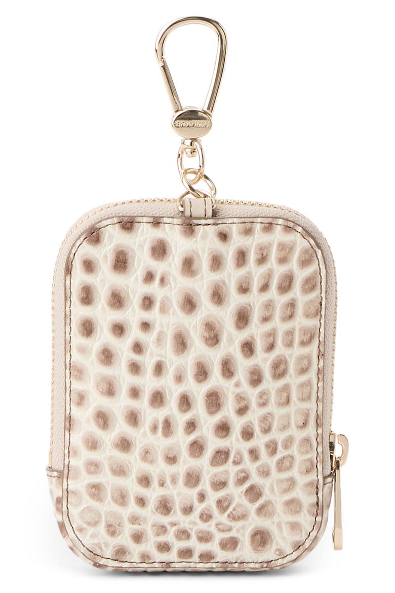 Katelynn Croc Embossed Leather Coin Pouch, Alternate, color, WARM GRAY