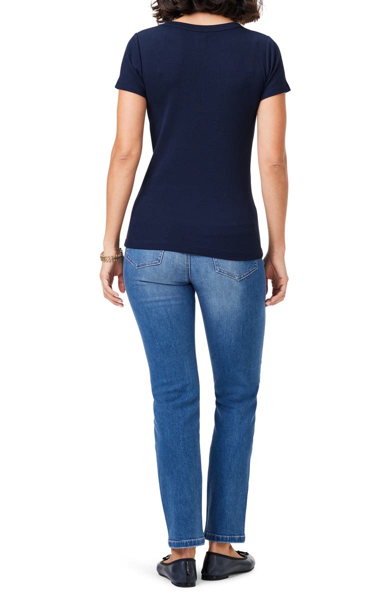 NIC+ZOE Perfect Crewneck Rib Top, Alternate, color, Dark Indigo