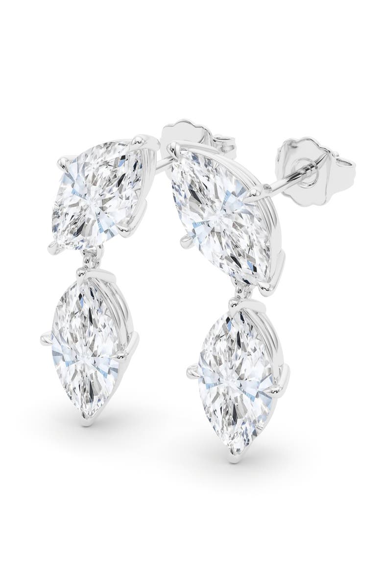Lab Grown Diamond Twin Marquise Cut Drop Earrings, Main, color, 18K WHITE GOLD