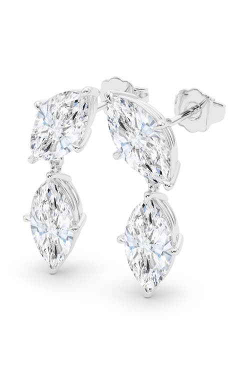 Lab Grown Diamond Twin Marquise Cut Drop Earrings