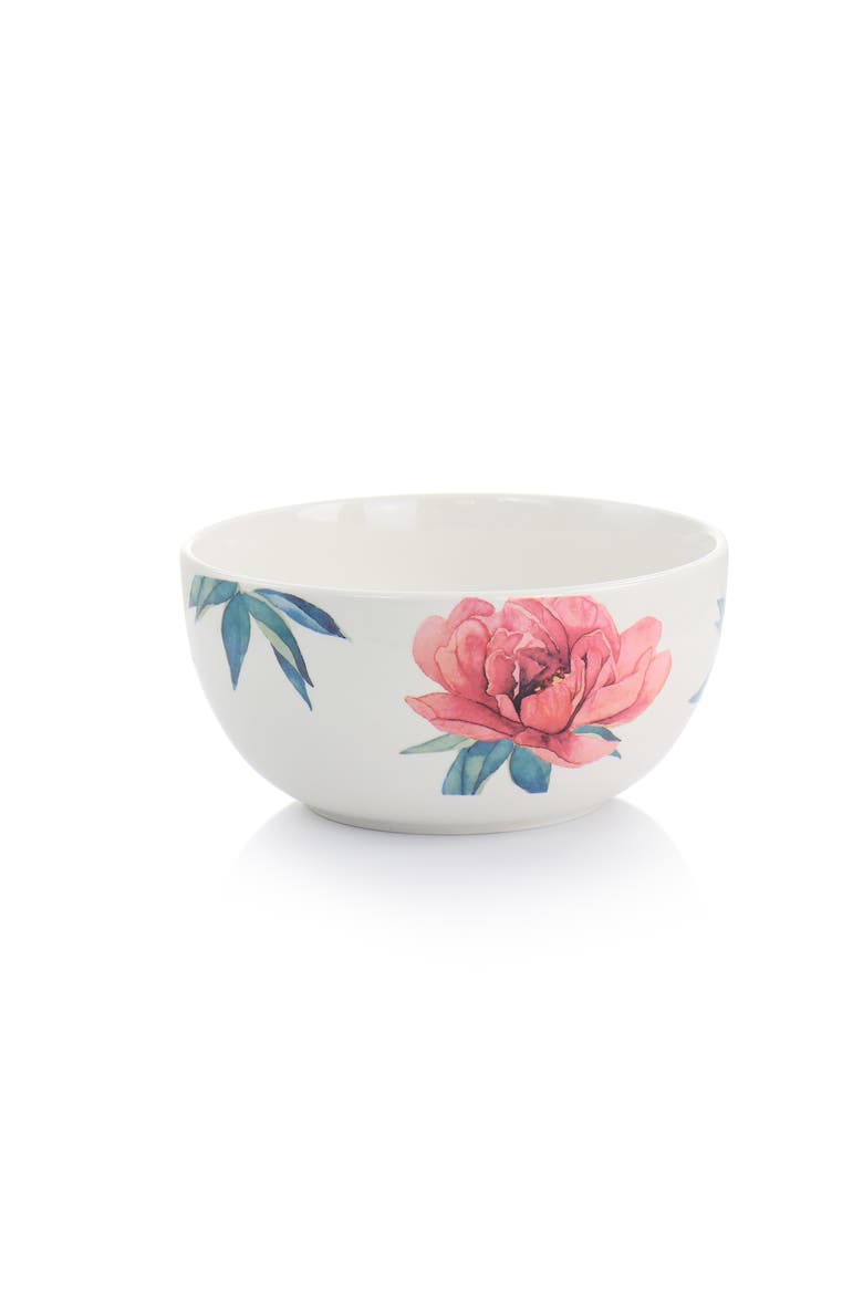 3 Piece Fine Ceramic Floral Bowl Set, Alternate, color, White