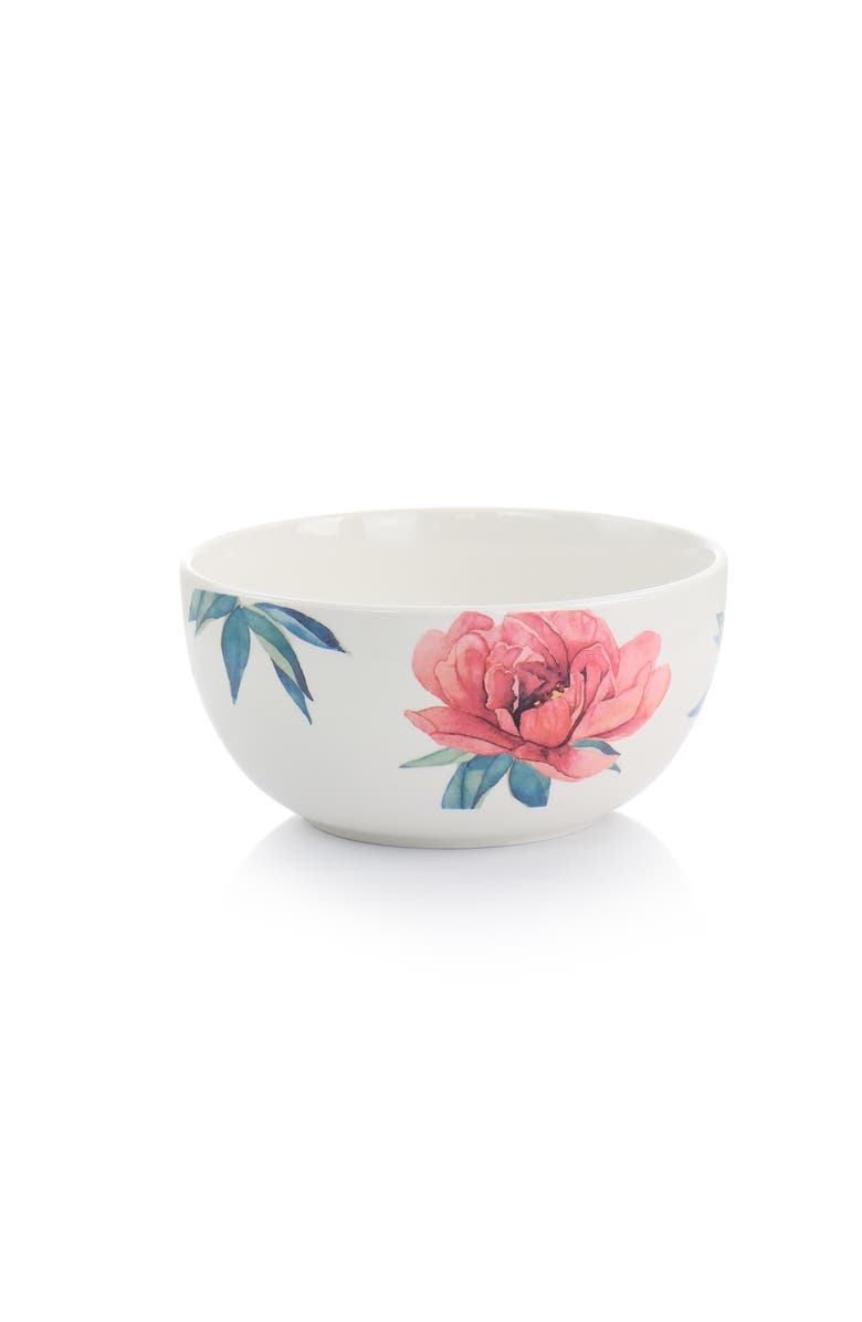 MARTHA STEWART 3 Piece Fine Ceramic Floral Bowl Set, Alternate, color, White