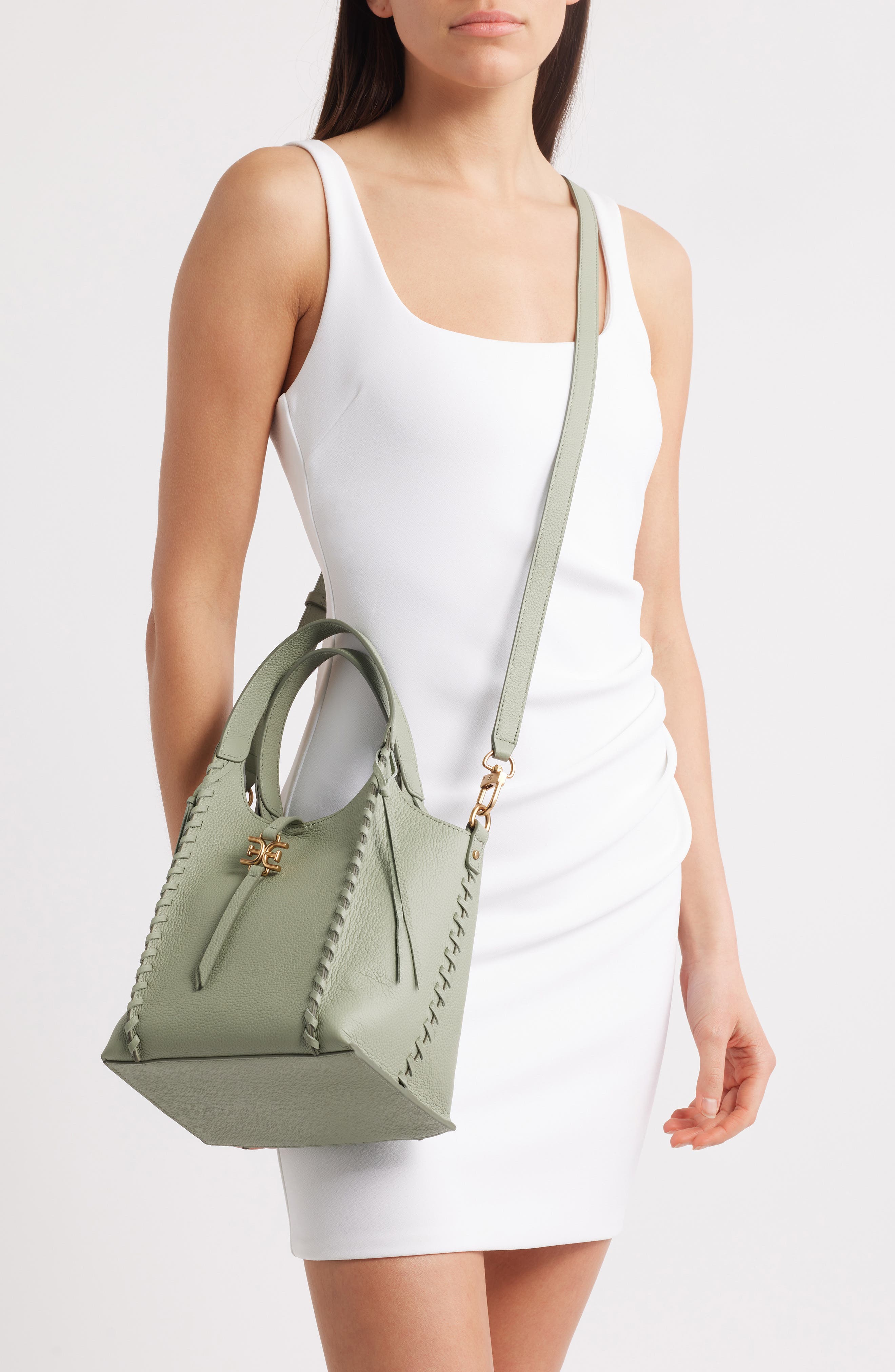 Sam Edelman Sylvia Mini Leather Crossbody Bag, Alternate, color, Black