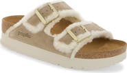 Birkenstock Arizona Platform Slide Sandal with Genuine Shearling Trim