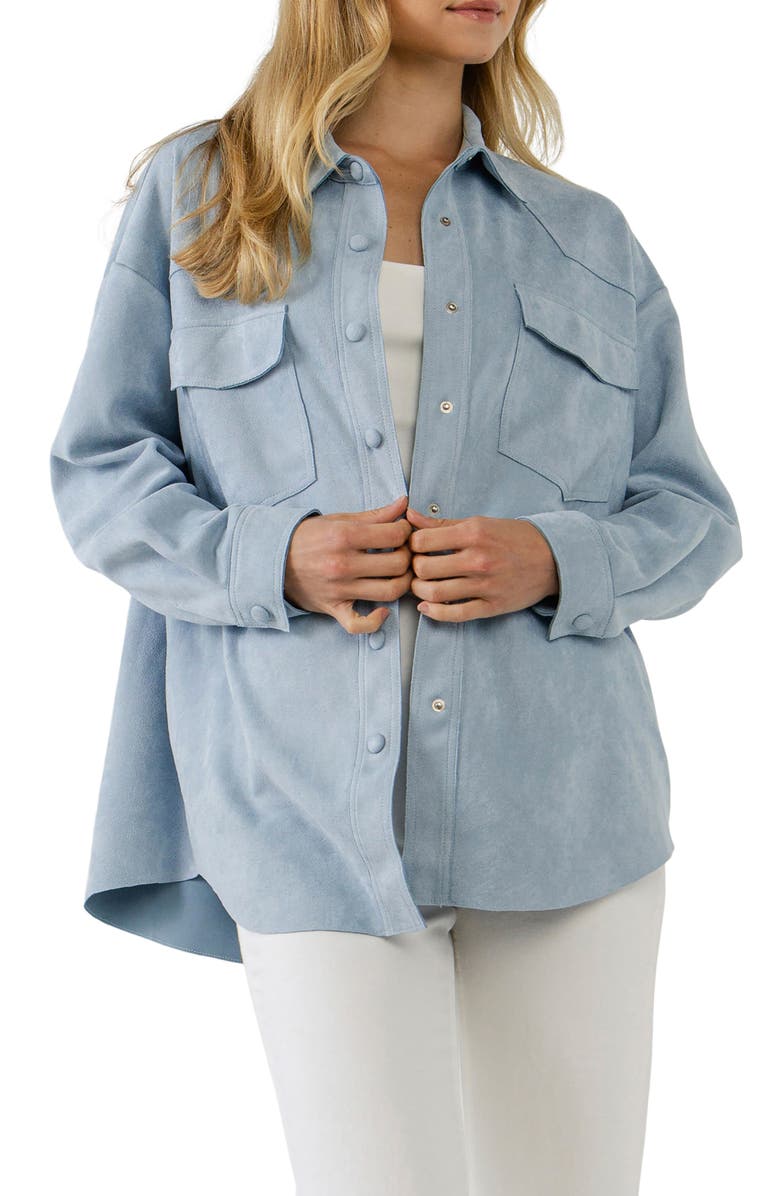 Free the Roses Faux Suede Shacket, Alternate, color, Blue