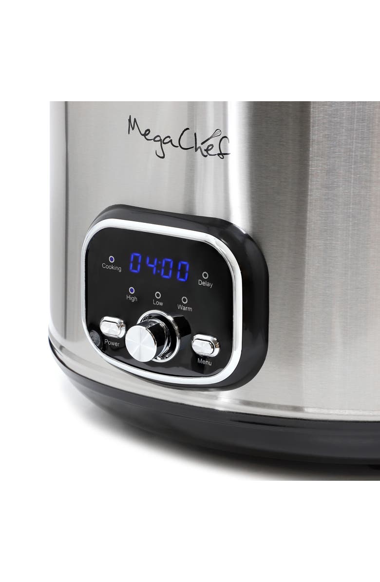 Megachef 6 Quart + 2.6 Quart Split Stainless Steel Electric Slow Cooker in SIlver, Alternate, color, Grey