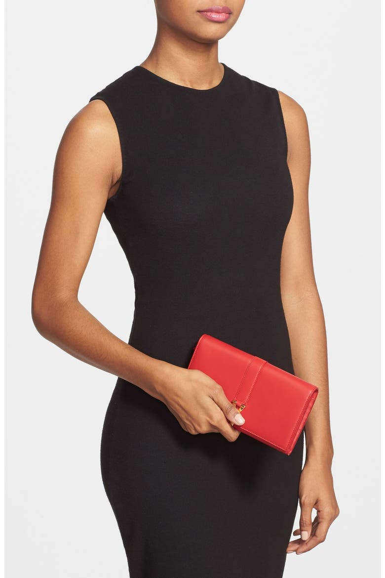 'Large Ligne Y' Leather Wallet, Alternate, color, LIPSTICK RED