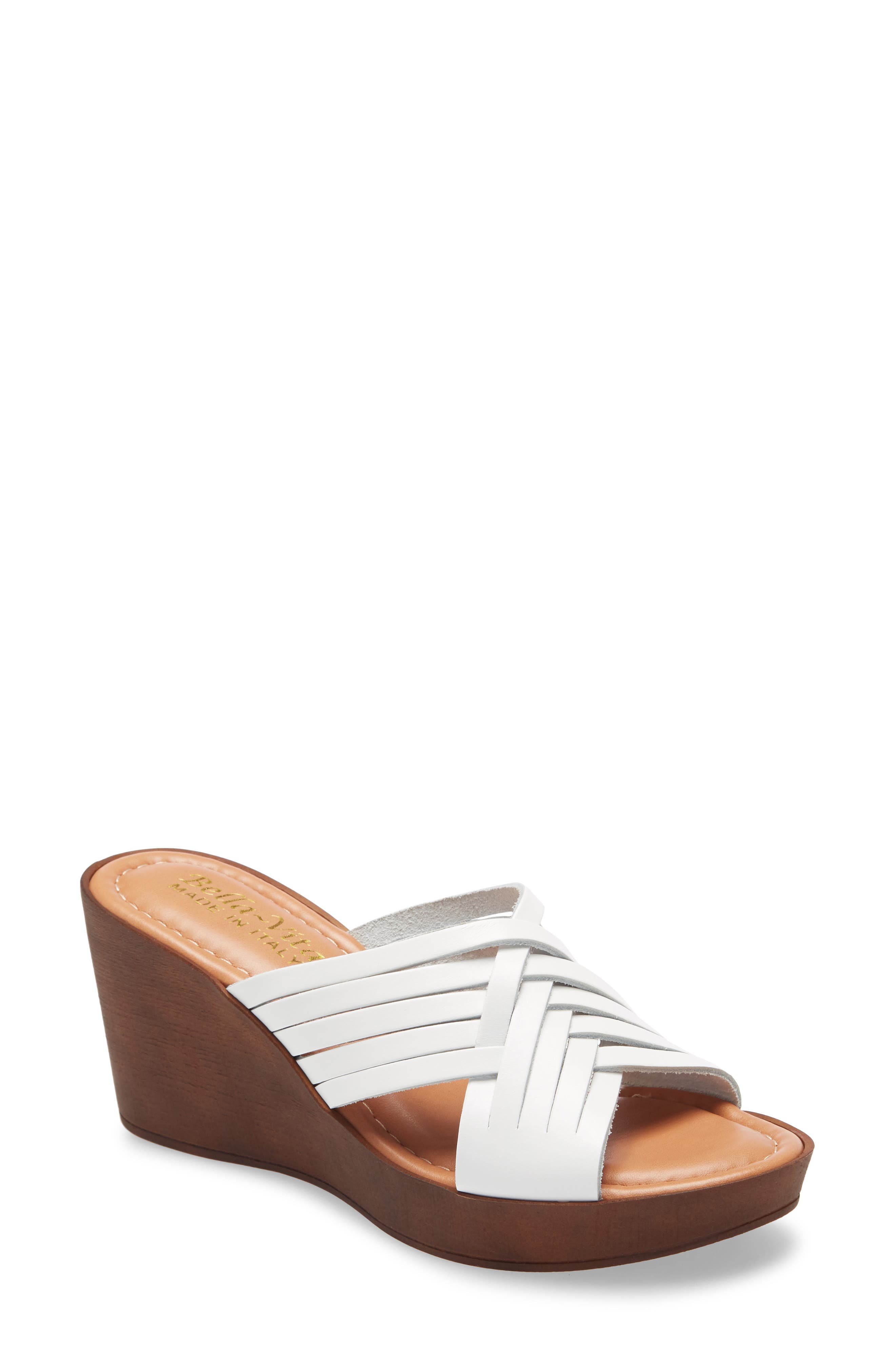 Cat Wedge Slide Sandal, Main, color, WHITE ITALIAN LEATHER