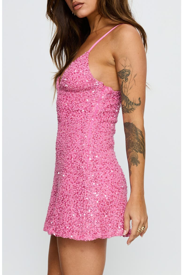 Feel the Vibrations Sequin Minidress, Alternate, color, HOT PINK