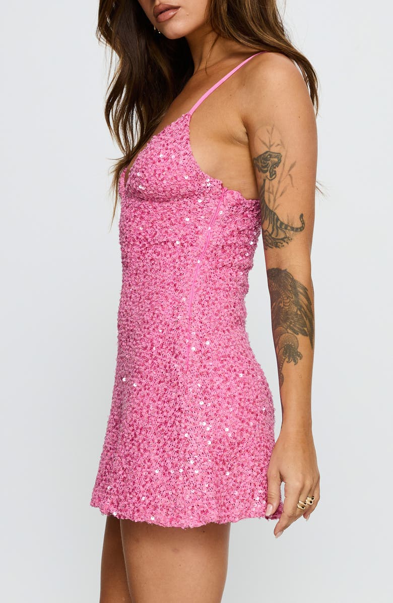 Princess Polly Feel the Vibrations Sequin Minidress, Alternate, color, Hot Pink