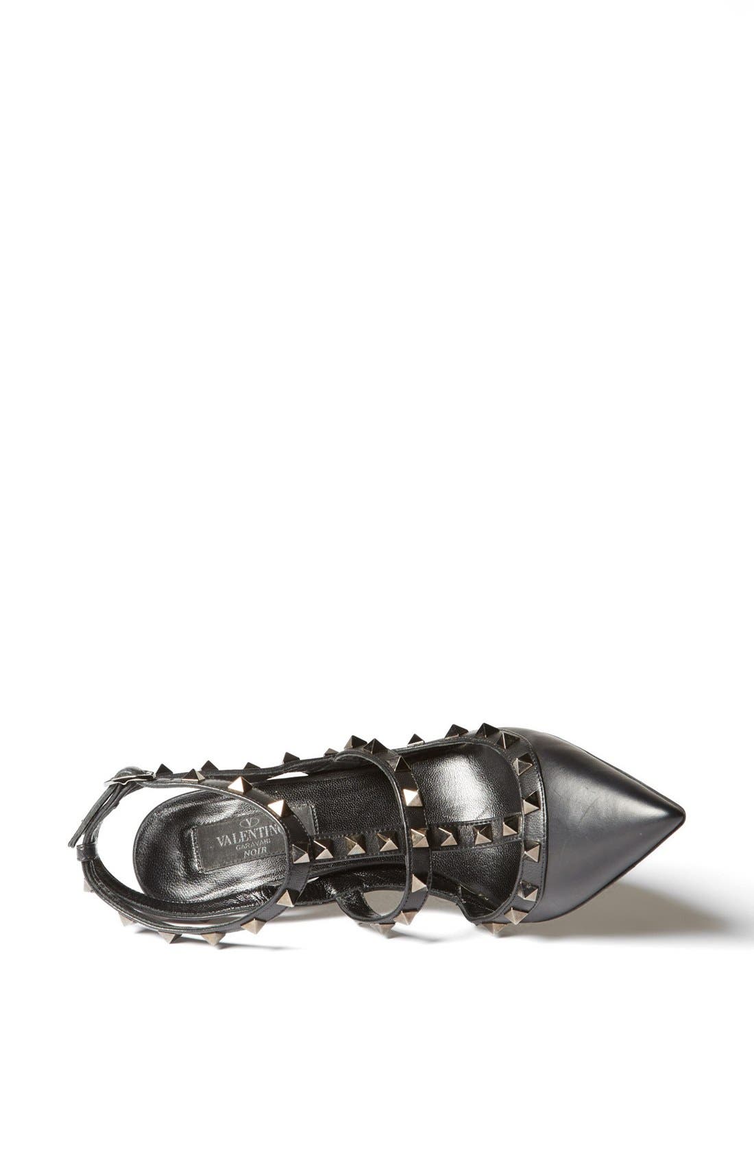 Valentino Garavani Noir Rockstud T-Strap Pointed Toe Pump, Alternate, color, 