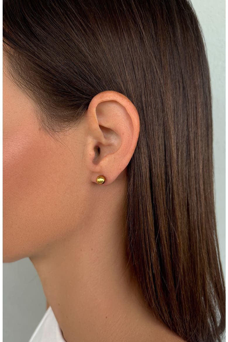 Set of 2 Freshwater Pearl & Round Stud Earrings, Alternate, color, GOLD/ WHITE