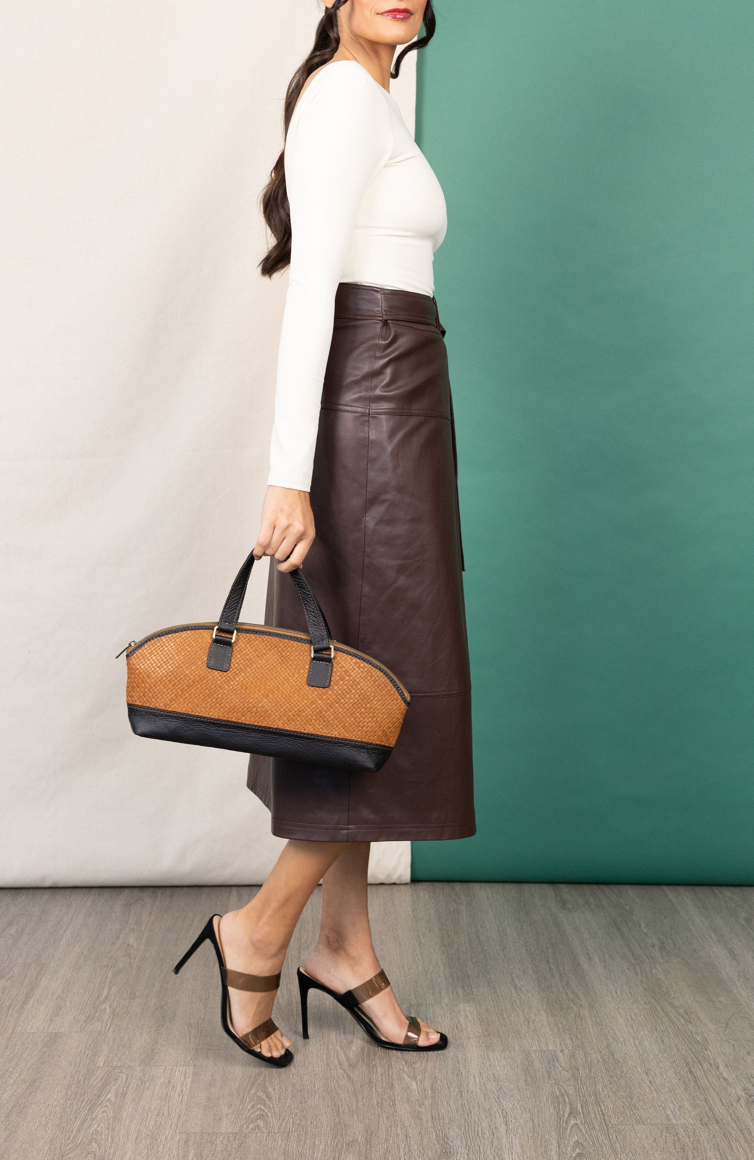 Deux Mains Satchel Bowler Bag, Alternate, color, Cognac