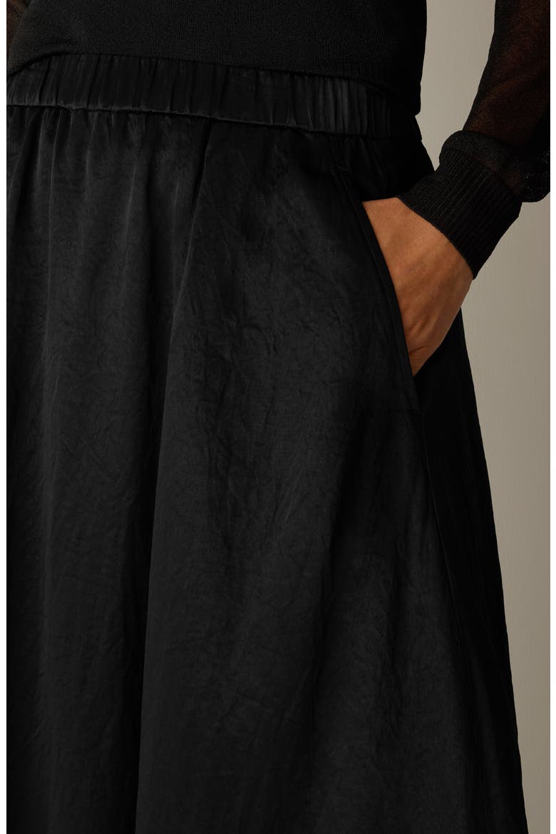 Crinkled Satin Bubble Hem Skirt, Alternate, color, BLACK