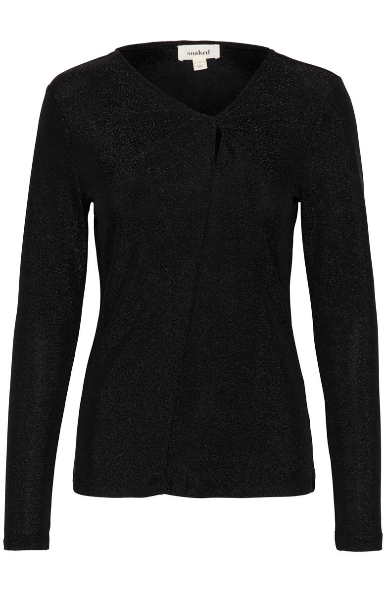Soaked in Luxury Skylara Knotted Long Sleeve Glitter Top, Alternate, color, Black
