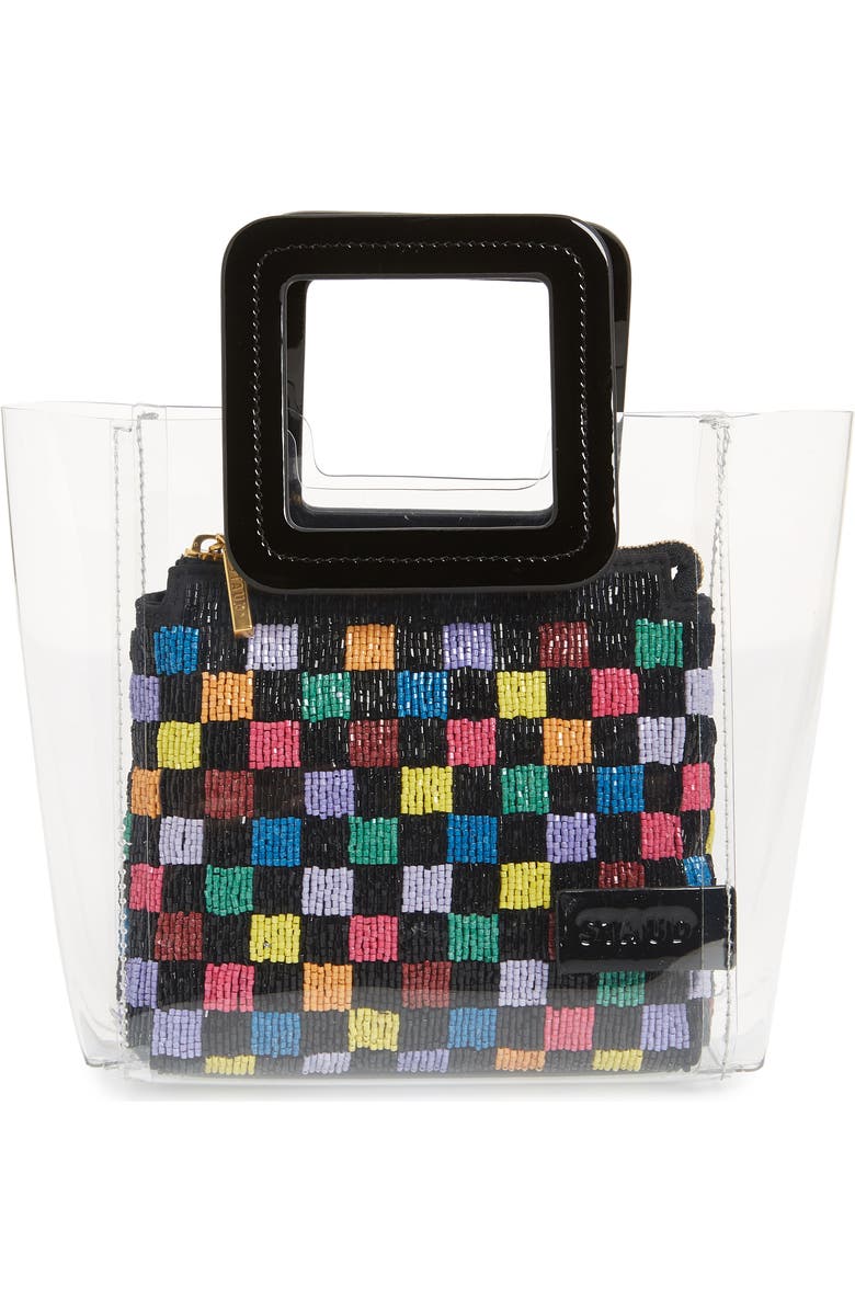 STAUD Mini Shirley Beaded Transparent Handbag, Main, color,