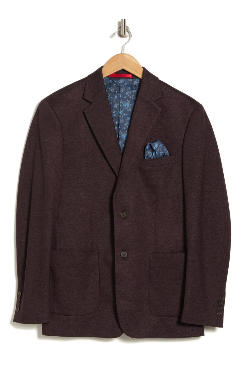 Notch Lapel Cotton Blend Sport Coat, Alternate, color, BURGUNDY