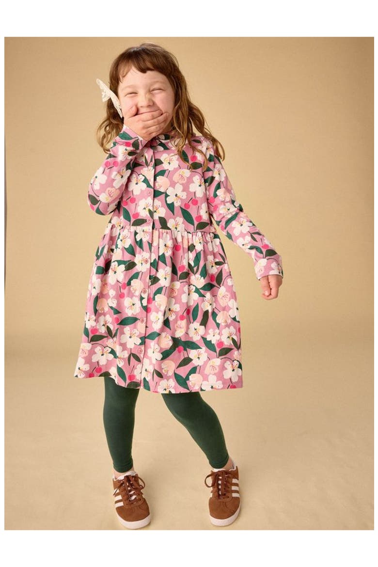 Cherry Collared Long Sleeve Shirtdress, Alternate, color, Cherry Blossoms