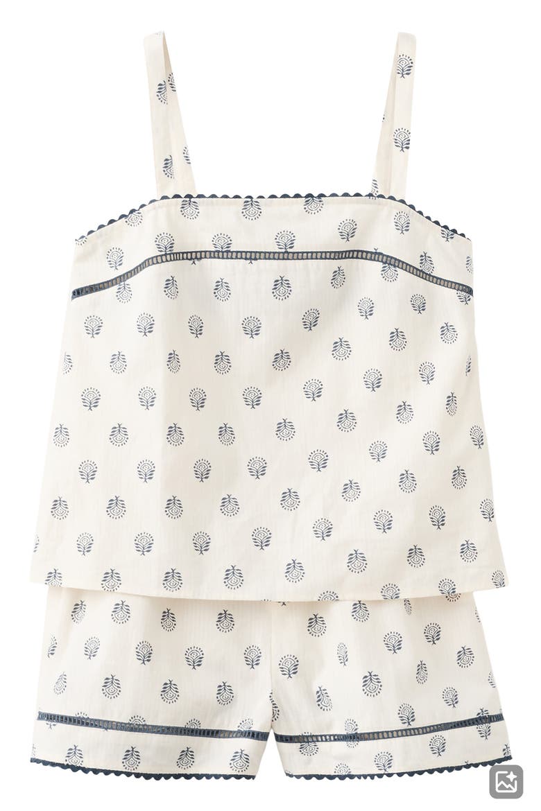 Ladder Stitch Cotton Shorts Pajamas, Alternate, color, OFF WHITE