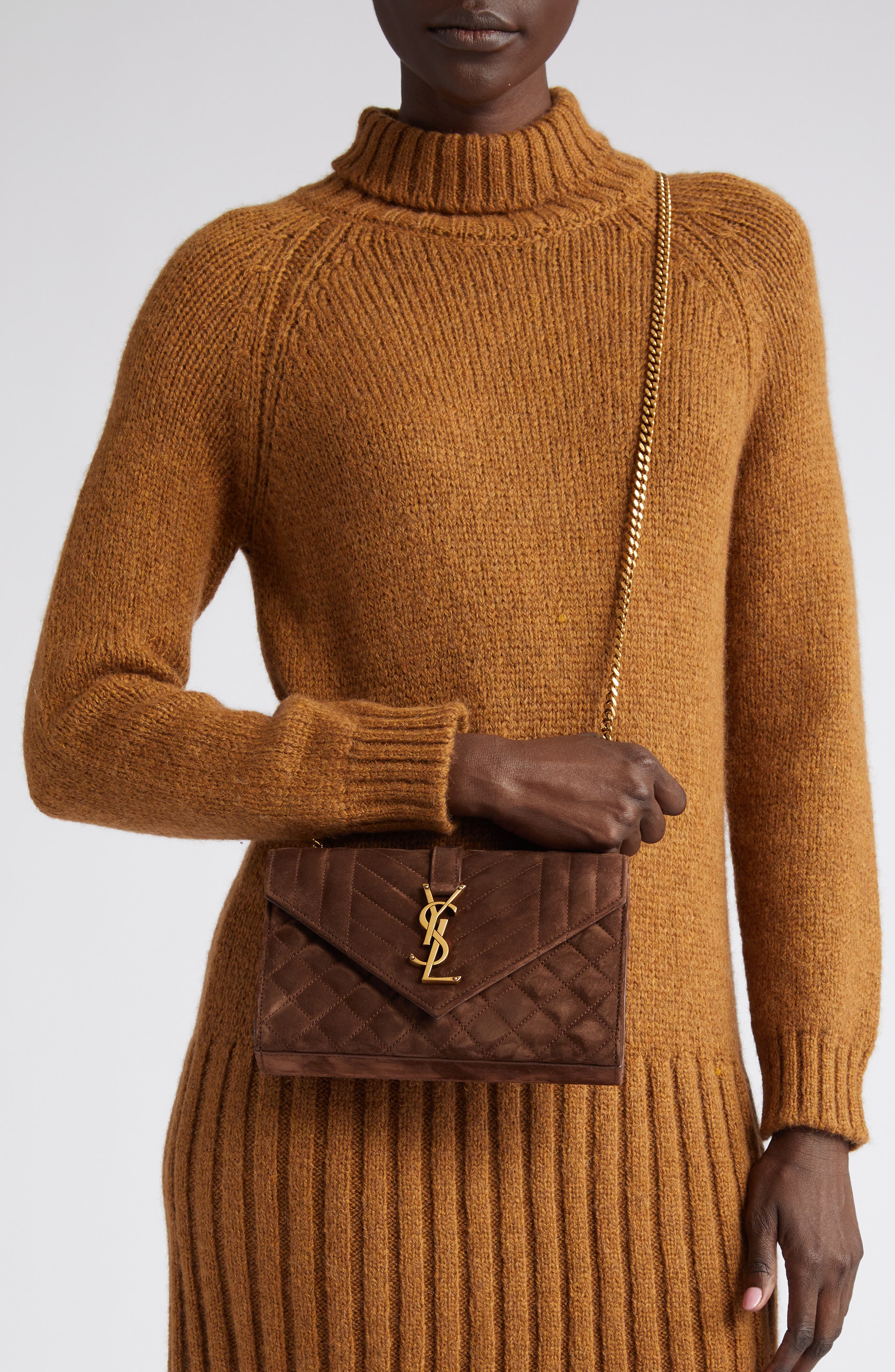 Saint Laurent Small Envelope Suede Crossbody Bag, Alternate, color, 