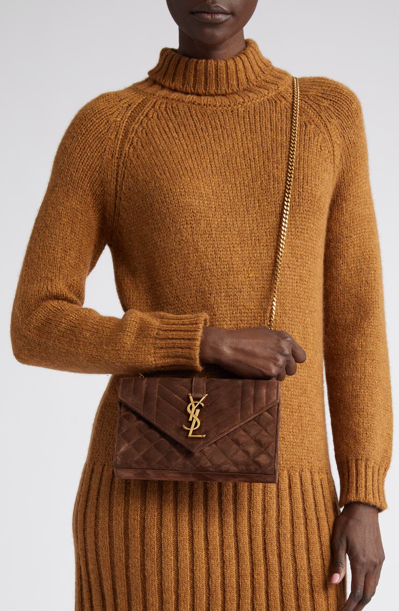 Saint Laurent Small Envelope Suede Crossbody Bag, Alternate, color,