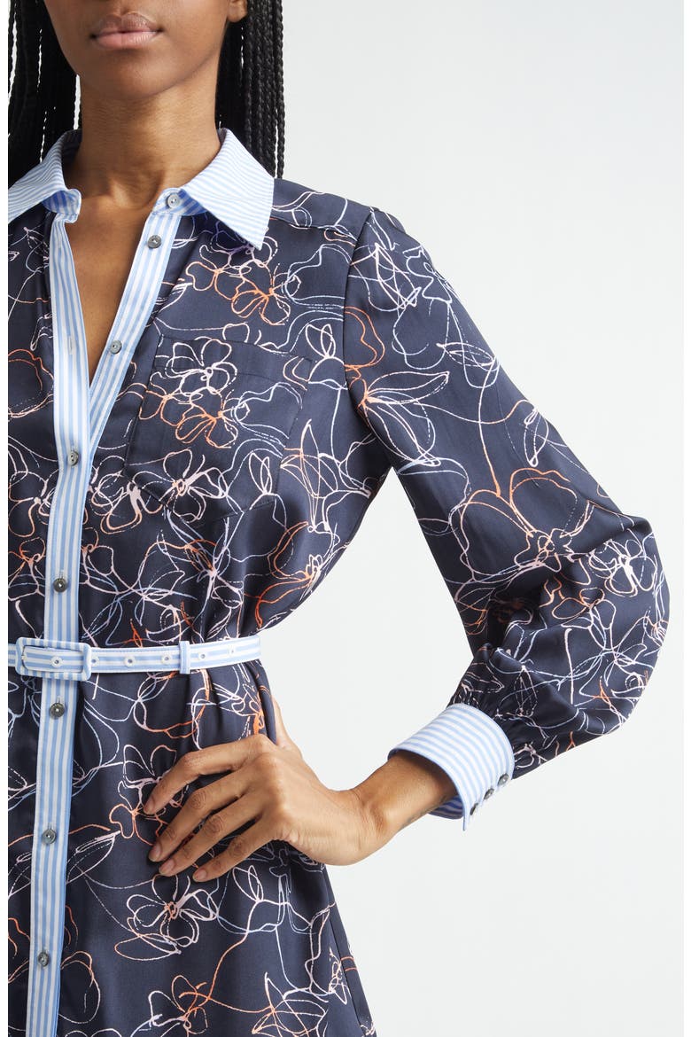 Malvia Floral Print Long Sleeve Shirtdress, Alternate, color, NAVY MULTI