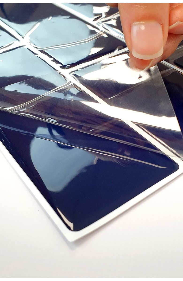 WALPLUS Deep Blue Glossy 3D Metro Sticker Tiles Contemporary Wall Splashbacks Mosaics, Alternate, color, 